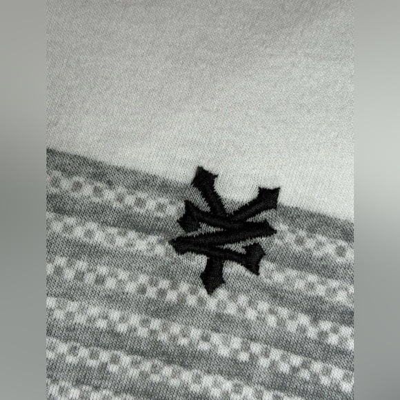 Zoo York V Neck T Shirt Size L White Gray Blue Gradual Stripe Skate Style Logo - Picture 5 of 12